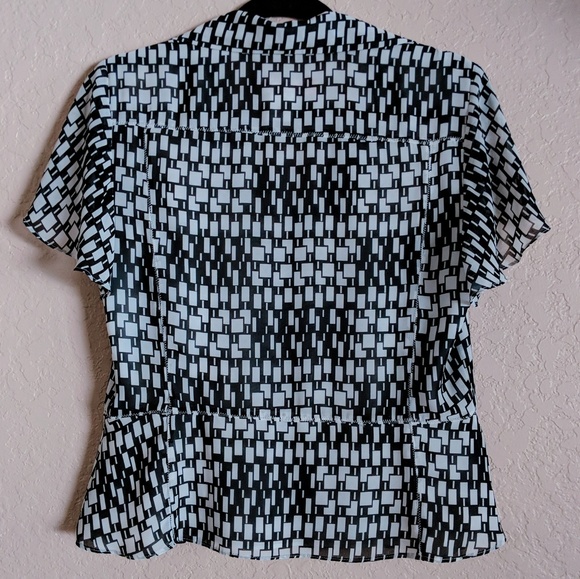 Anne Klein black/white button down shirt/blouse - Picture 3 of 7